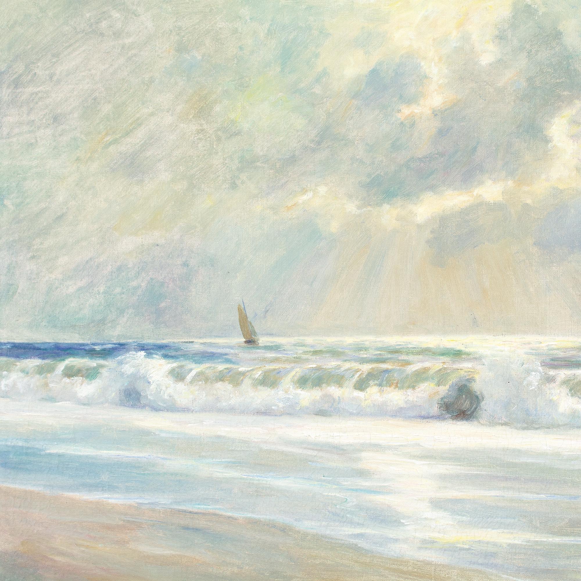 Poul Friis Nybo, Vista costiera con frangenti, pittura a olio 4