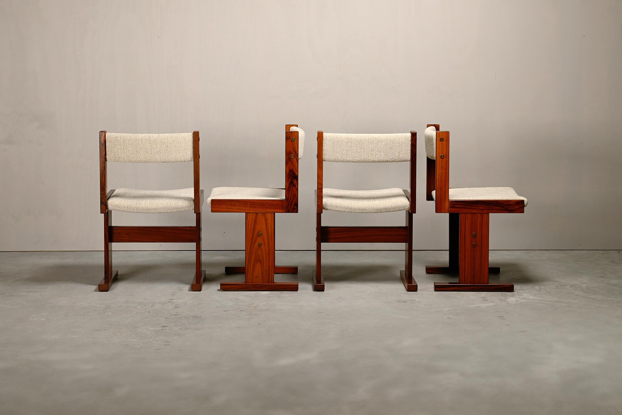 Danish Poul H. Poulsen set of 4 dining chairs in rosewood and fabric for Gangsø Møbler