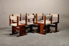 Poul H. Poulsen set de 8 chaises de salle à manger en bois de rose et tissu pour Gangsø Møbler