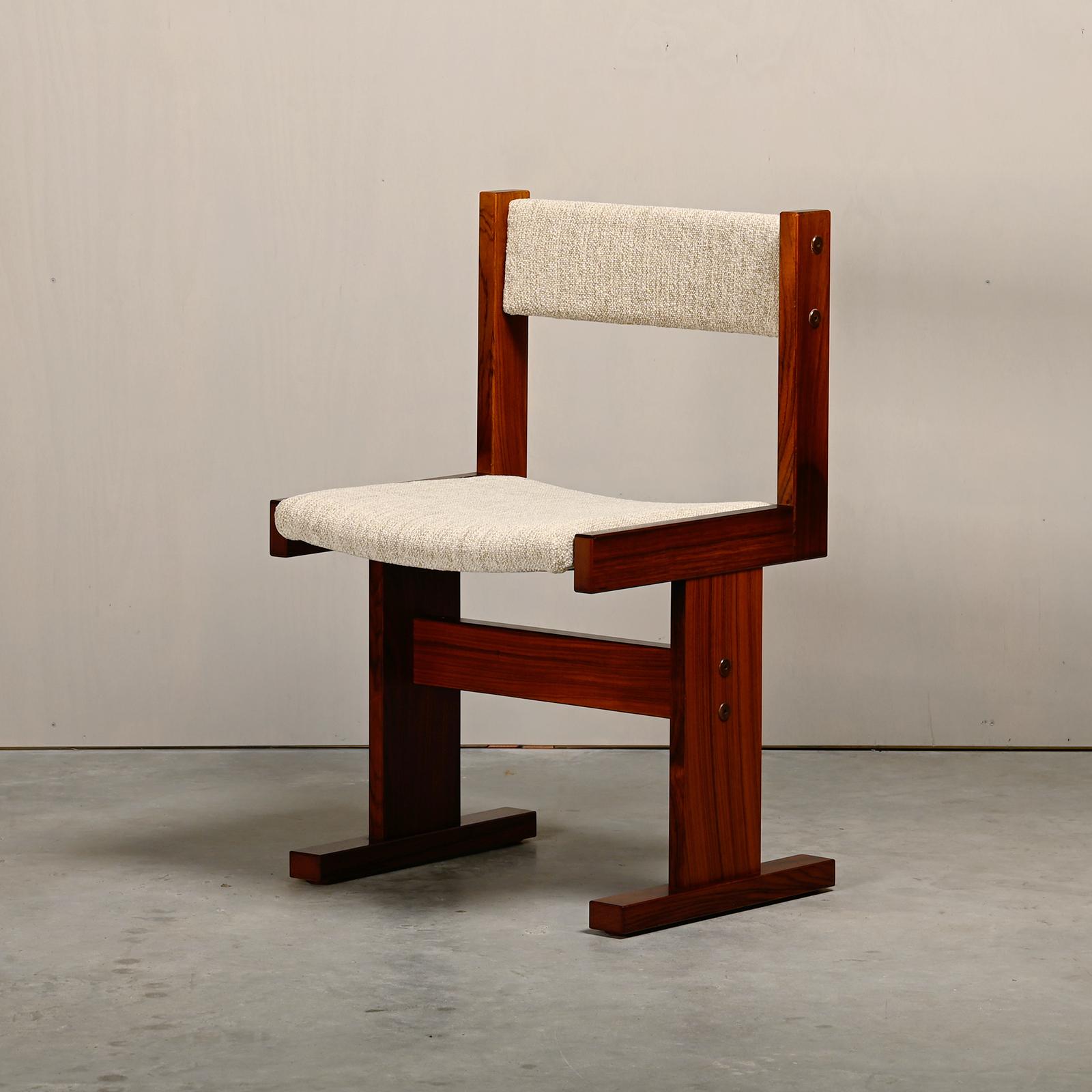 Danish Poul H. Poulsen set of 8 dining chairs in rosewood and fabric for Gangsø Møbler