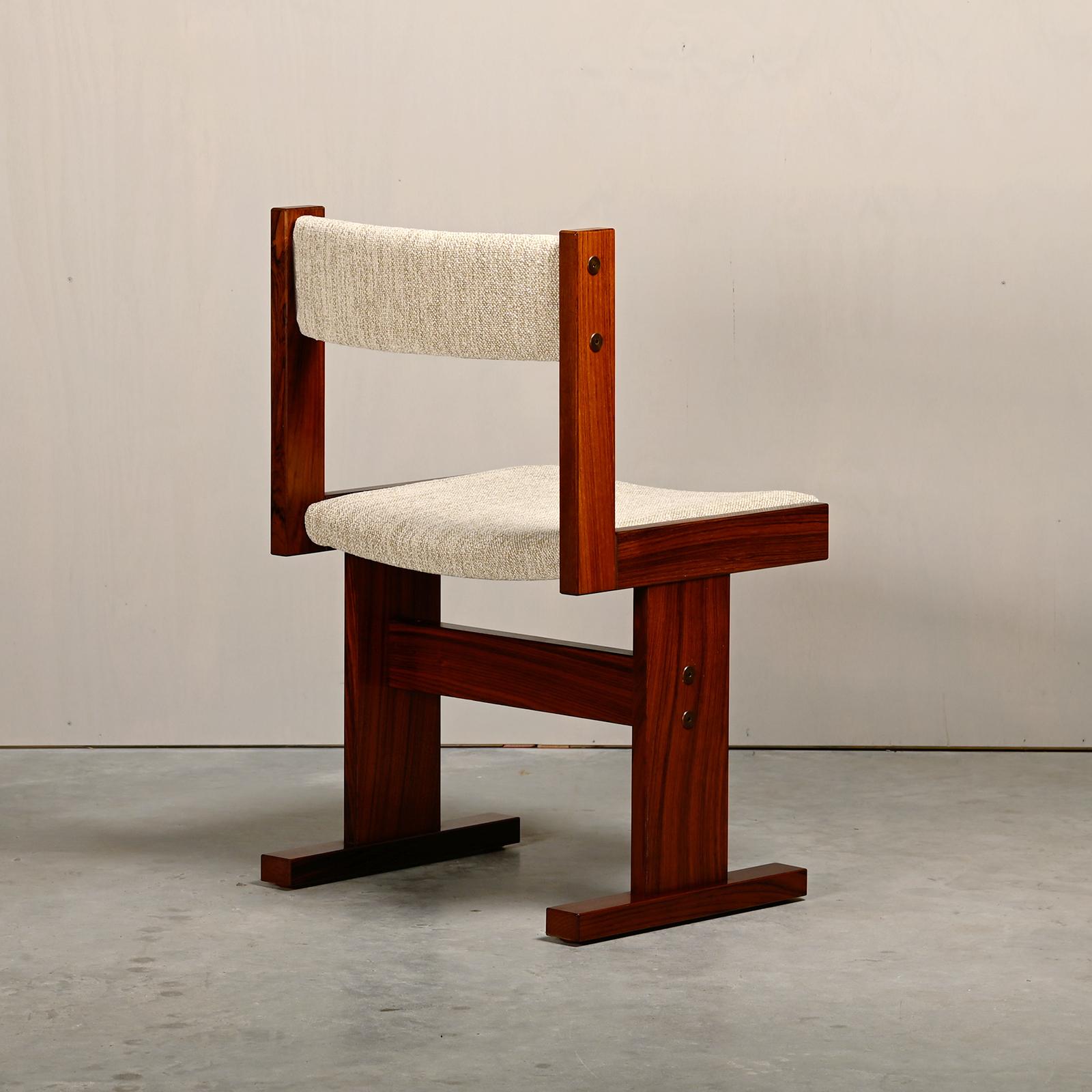 Fabric Poul H. Poulsen set of 8 dining chairs in rosewood and fabric for Gangsø Møbler