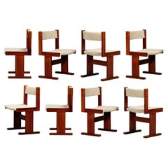 Poul H. Poulsen set de 8 chaises de salle à manger en bois de rose et tissu pour Gangsø Møbler