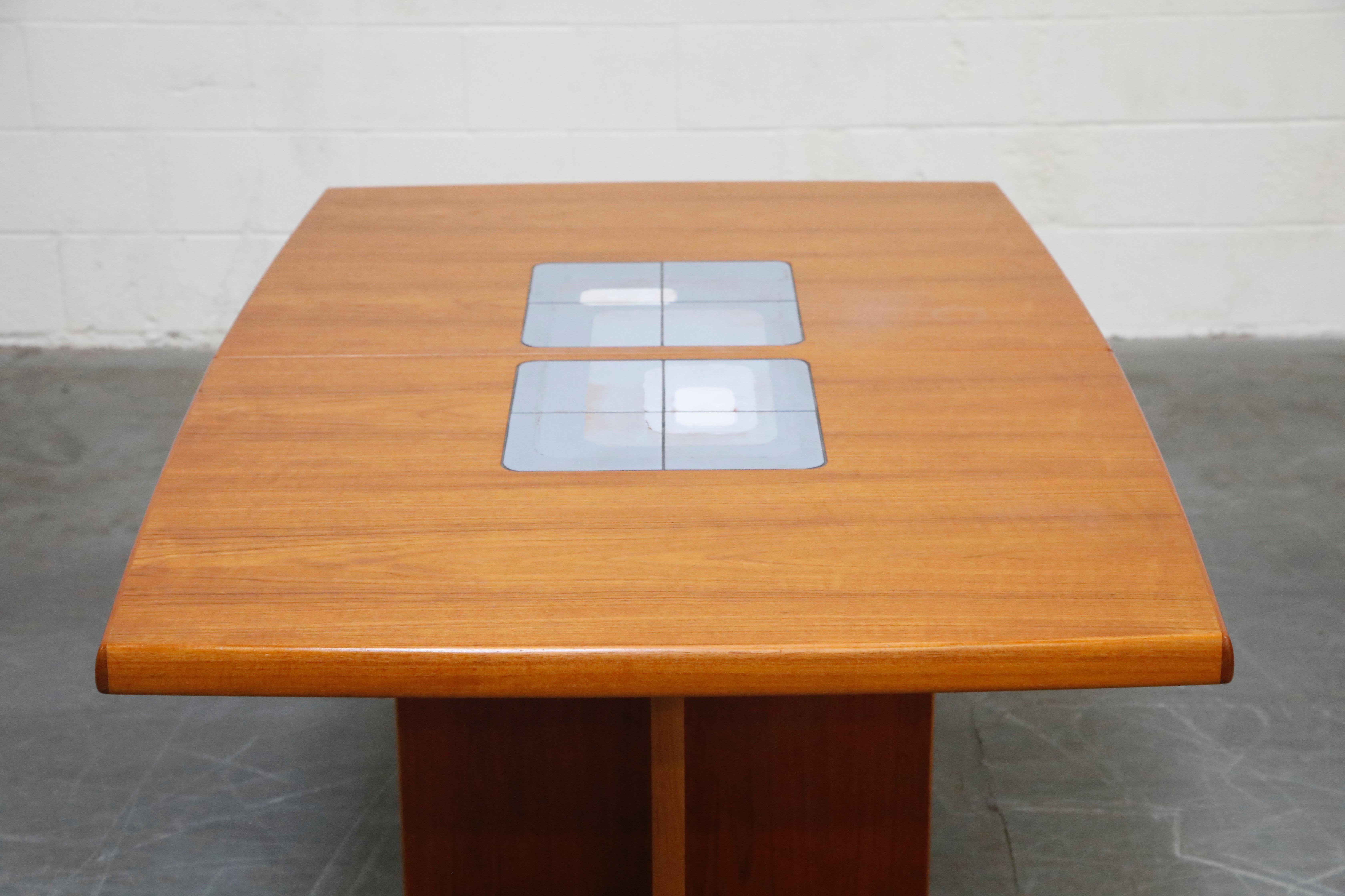 Poul H Poulsen Tile-Top Expandable Dining Table by Gangsø Mobler, c 1980, Signed 8