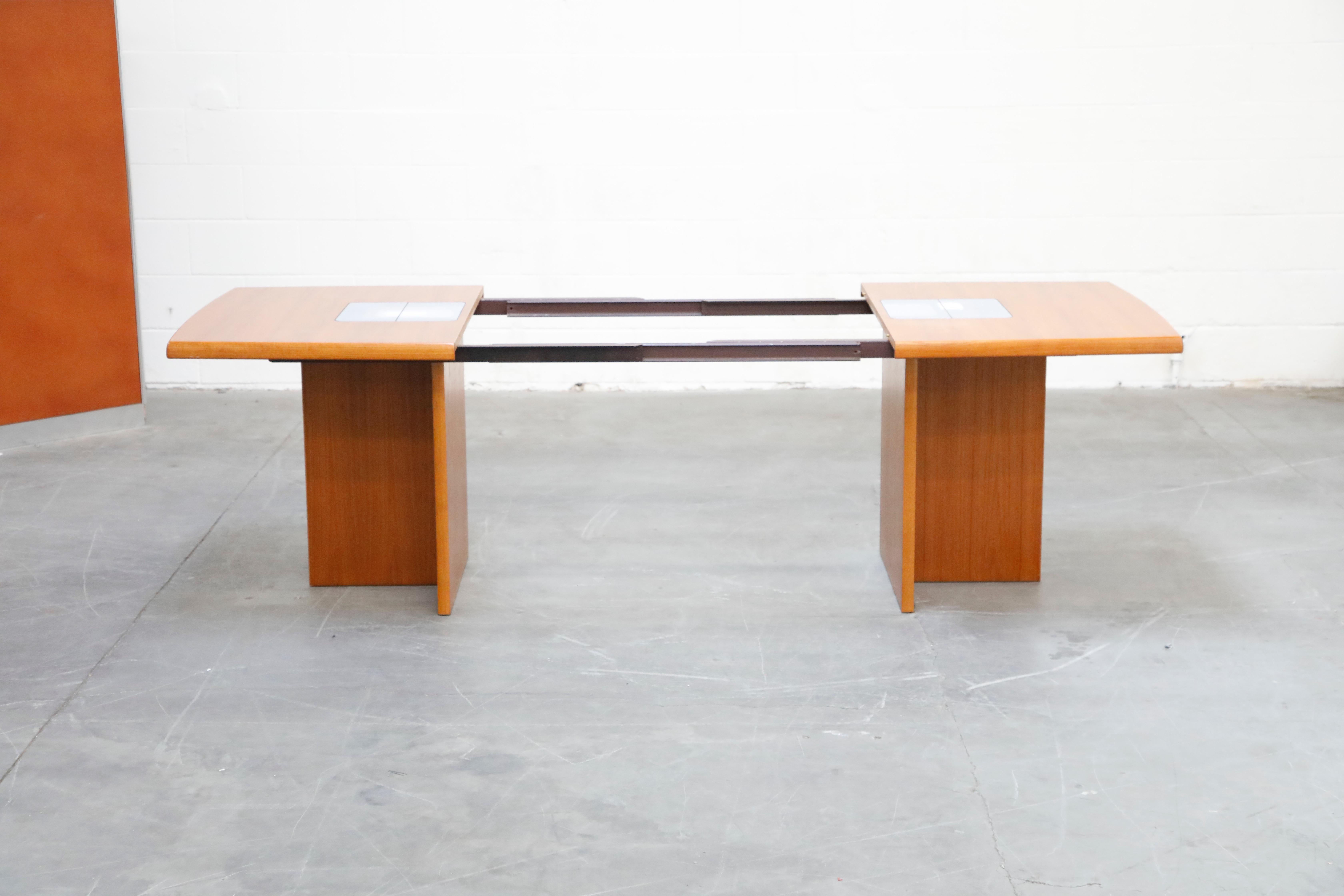 Poul H Poulsen Tile-Top Expandable Dining Table by Gangsø Mobler, c 1980, Signed In Good Condition In Los Angeles, CA