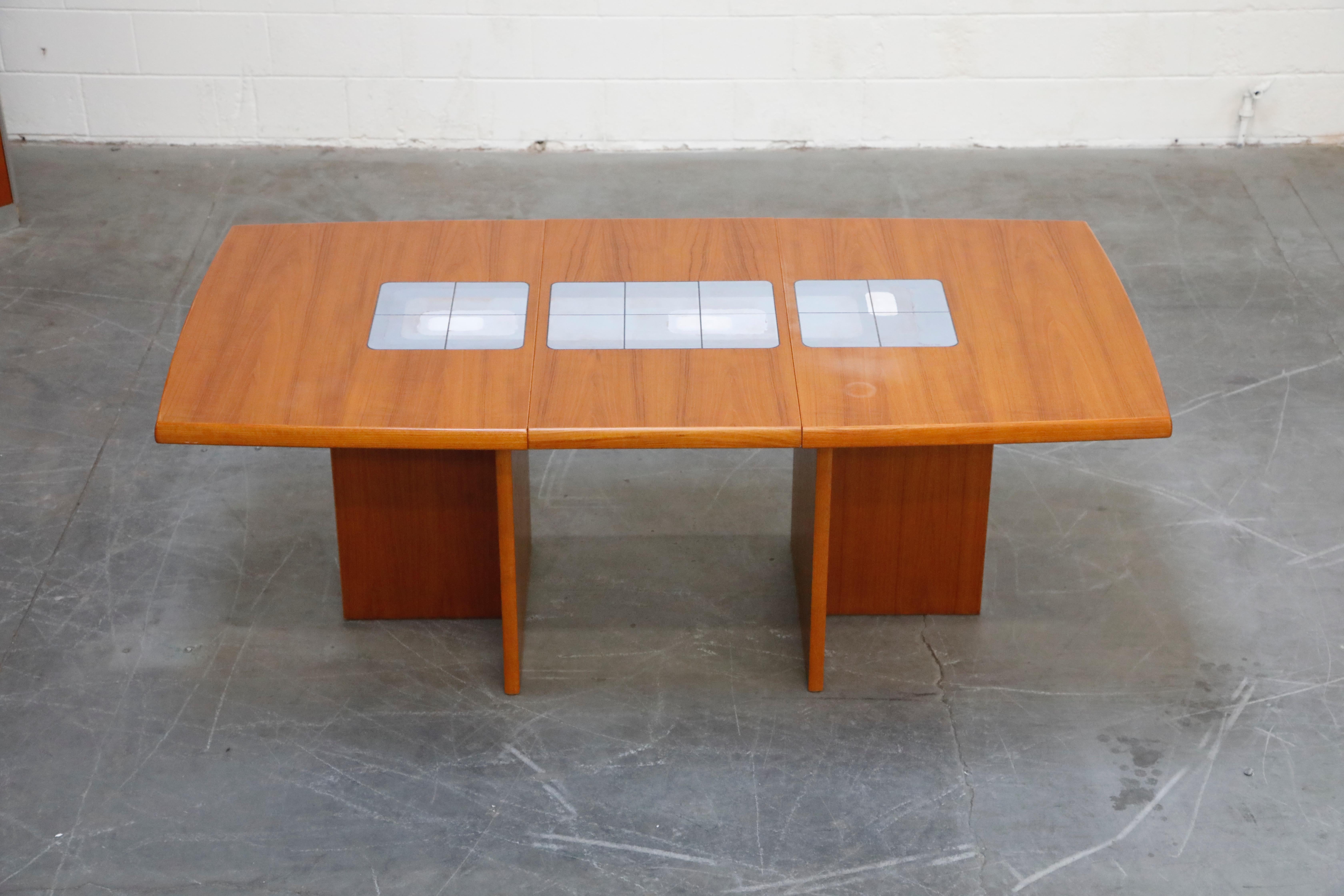 Late 20th Century Poul H Poulsen Tile-Top Expandable Dining Table by Gangsø Mobler, c 1980, Signed