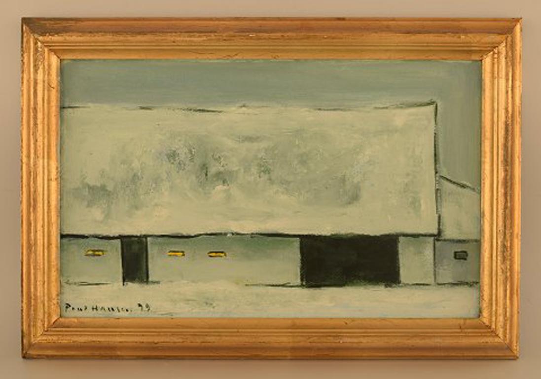 Poul Hansen 1918-1987. Oil on board. House in winter landscape.
Signed Poul Hansen 79.
Measures: 36 cm x 22 cm. The frame measures 4.5 cm.
In very good condition.