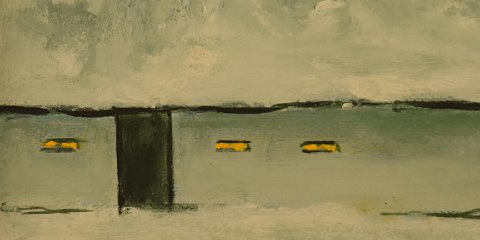 Poul Hansen 1918-1987, Oil on Board, House in Winter Landscape In Good Condition In Copenhagen, DK