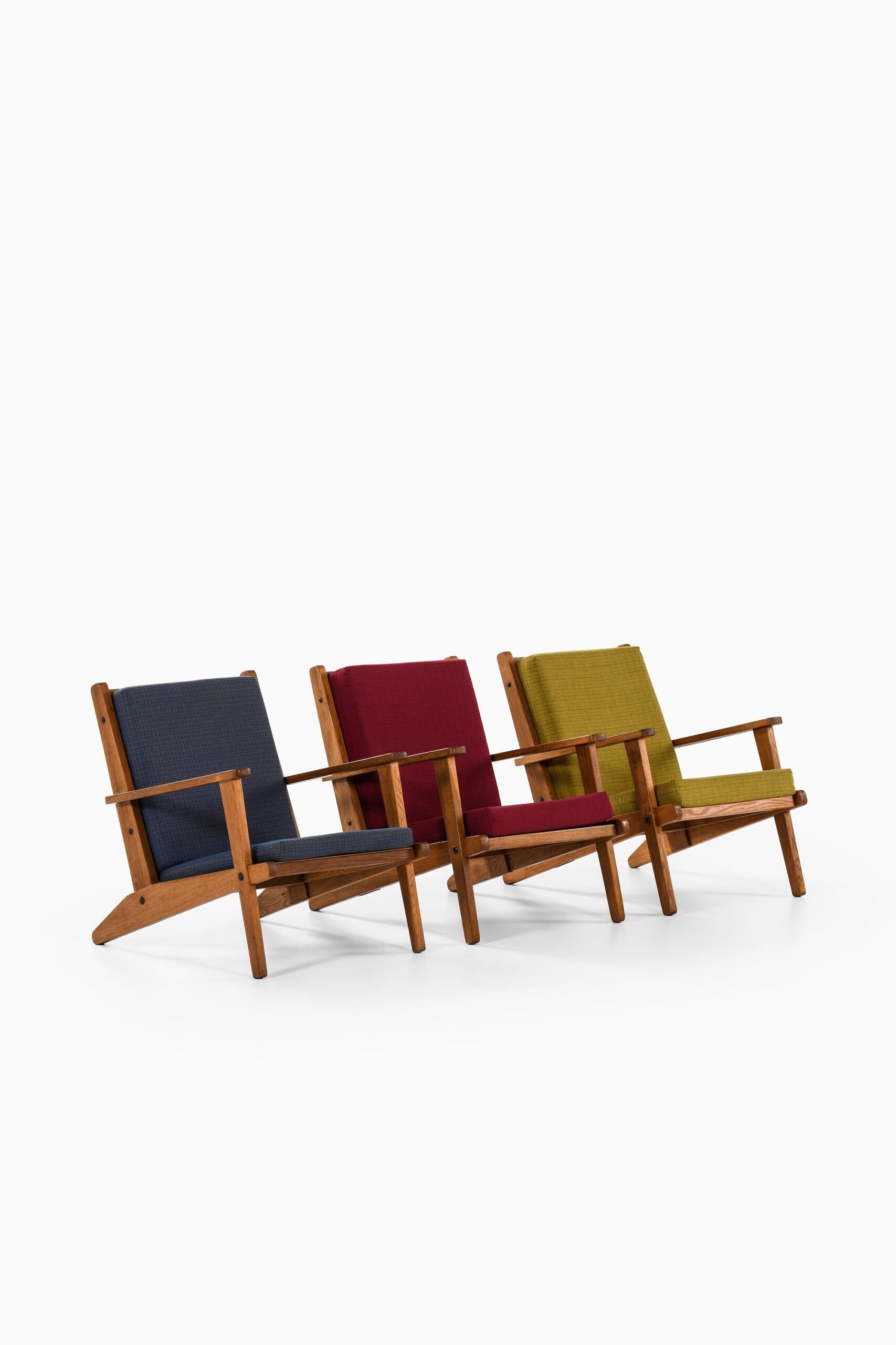 3 rare easy chairs designed by Poul Hansen. Produced in Denmark.