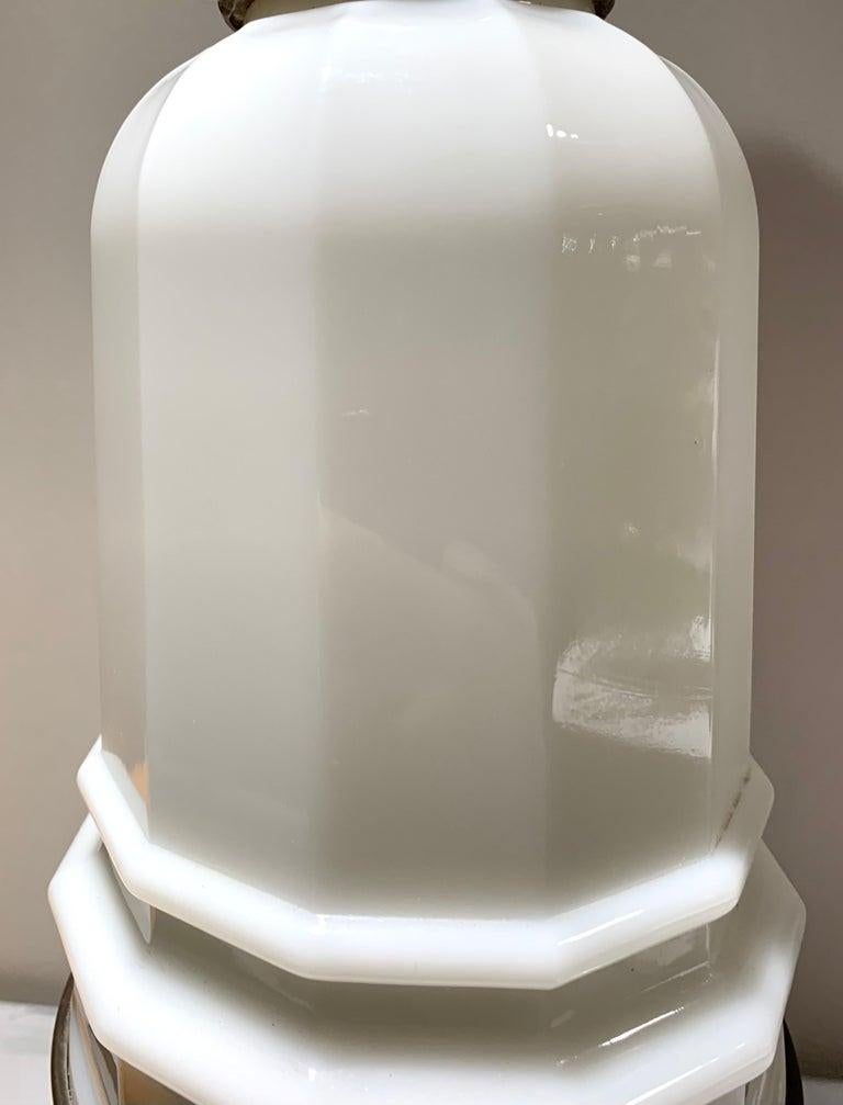 Unknown Poul Hansen Opaline Milk Glass Ormolu White Table Lamp, Pierced, Lattice Bronze For Sale