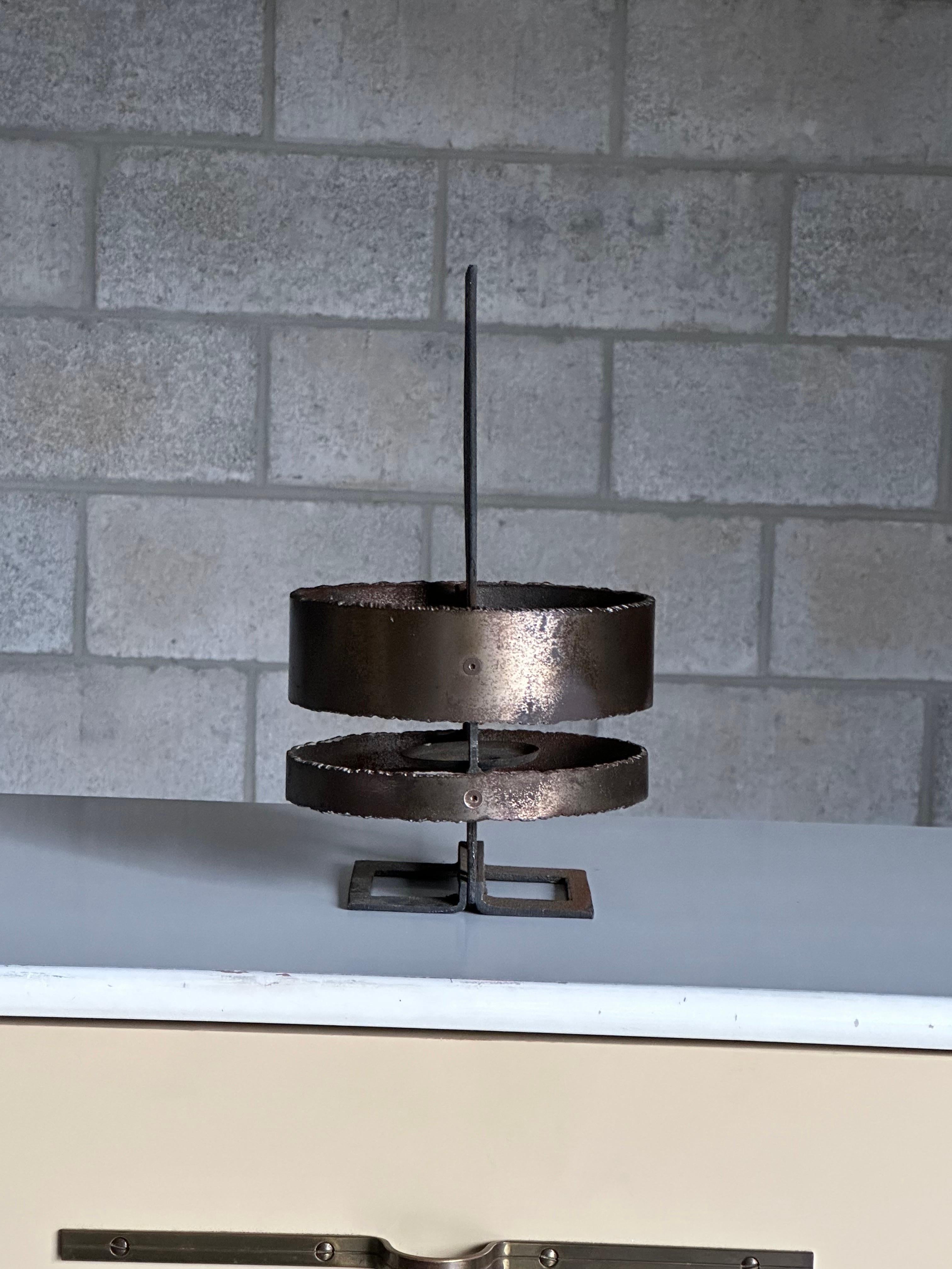 Poul Havgaard Brutalist Candle Holder in Iron and Steel In Good Condition For Sale In St.Petersburg, FL