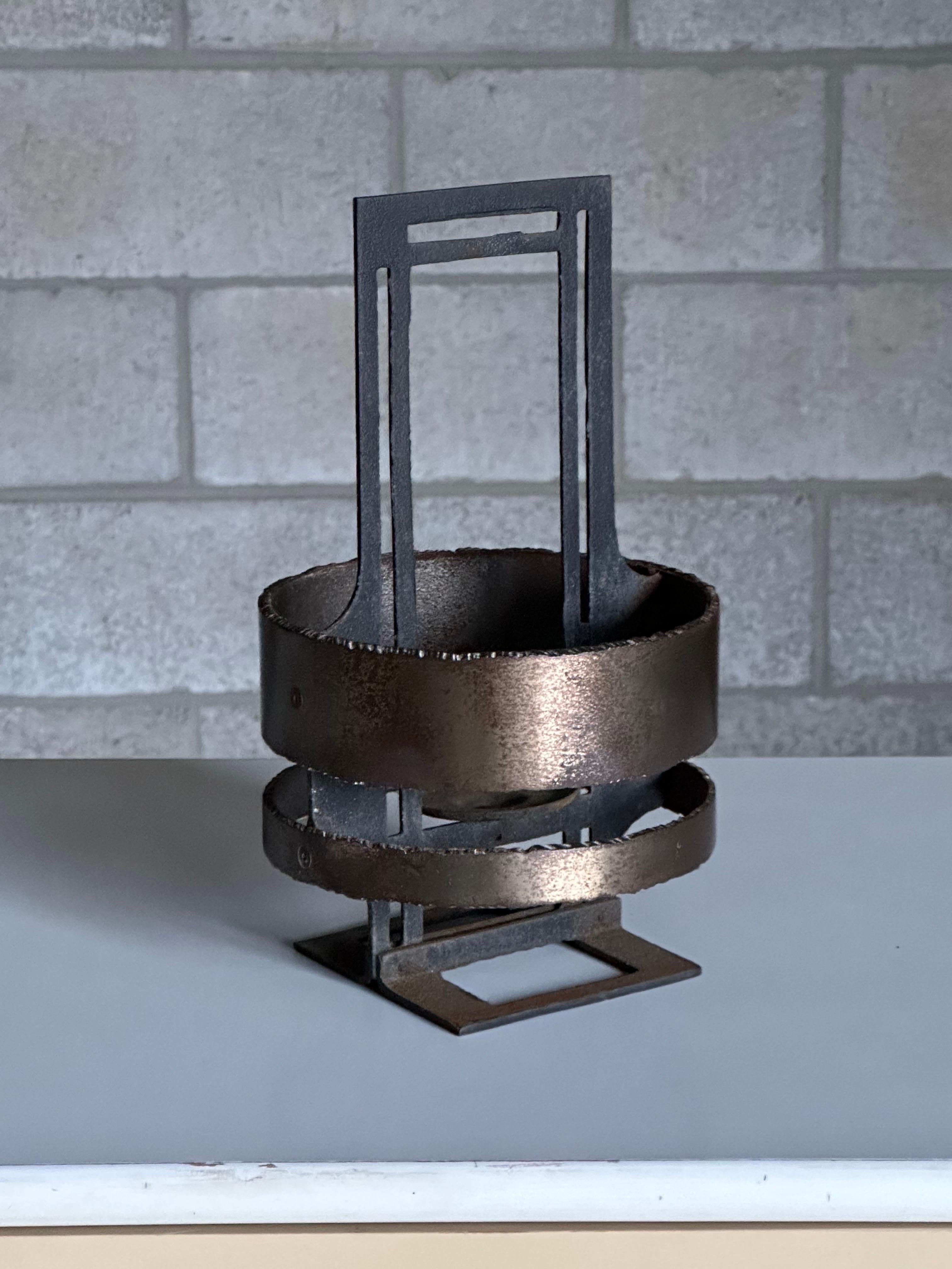 Late 20th Century Poul Havgaard Brutalist Candle Holder in Iron and Steel For Sale