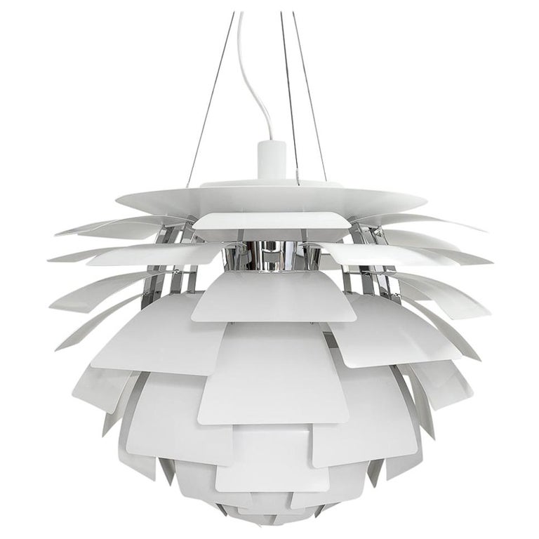 Poul Henning for Poulsen Denmark, White PH Artichoke Ceiling Lamp 72 cm For Sale