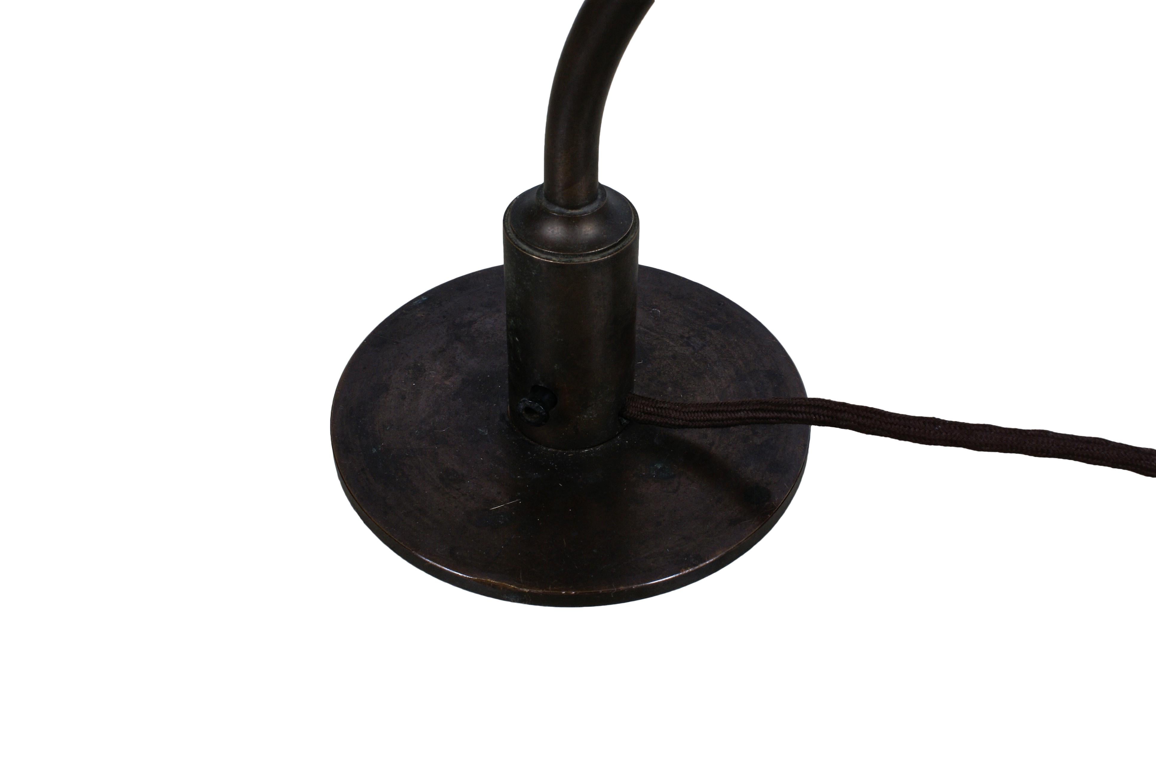 Brass Poul Henningsen 2/2 'Question Mark' Desk Lamp with Amber Colored Glass, 1930s