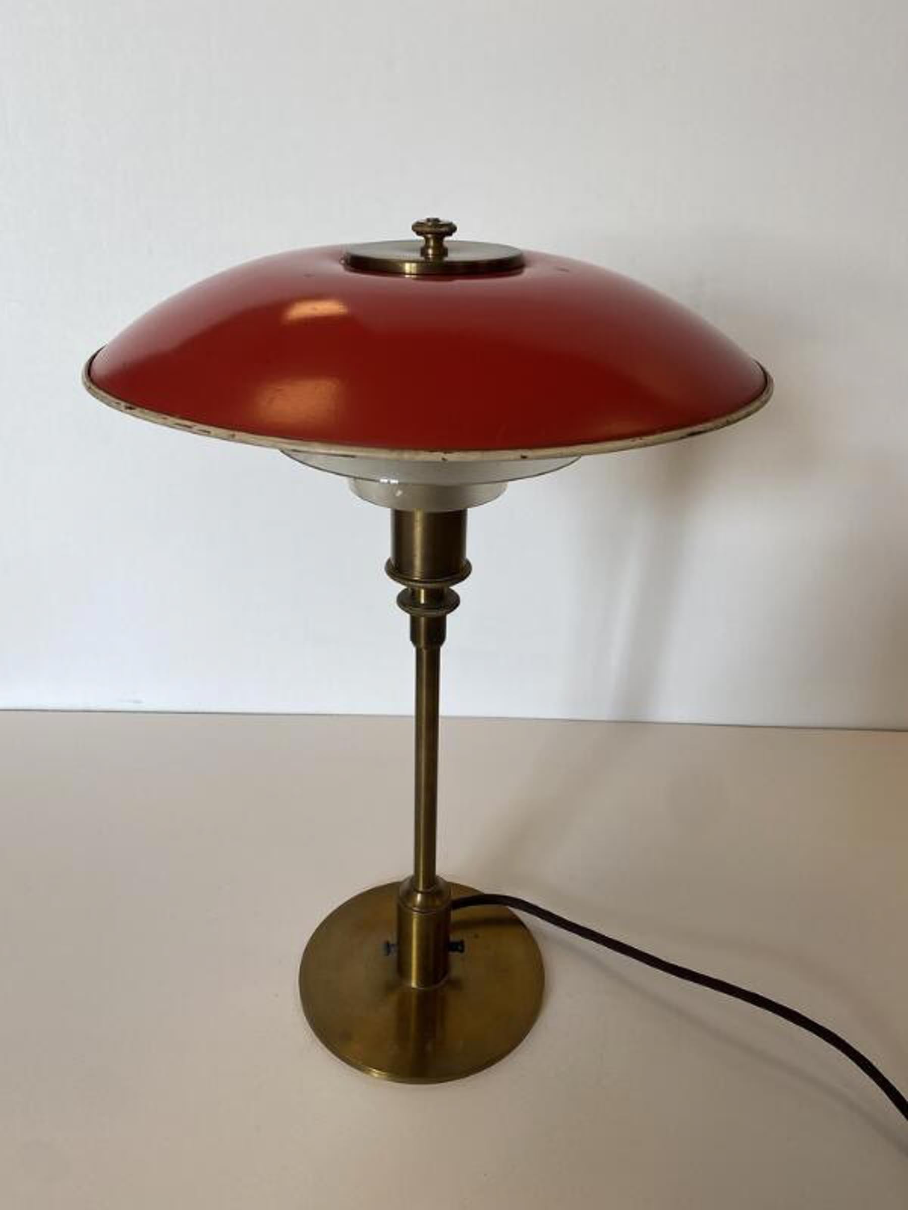 Poul Henningsen 3/2 Table Lamp of Patinated Brass. Pat. Appl. 1926-1928, Denmark 1