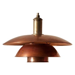 Poul Henningsen, 4/4 Pendant Light, Copper, Nickel-Plated Metal, Denmark, 1930s