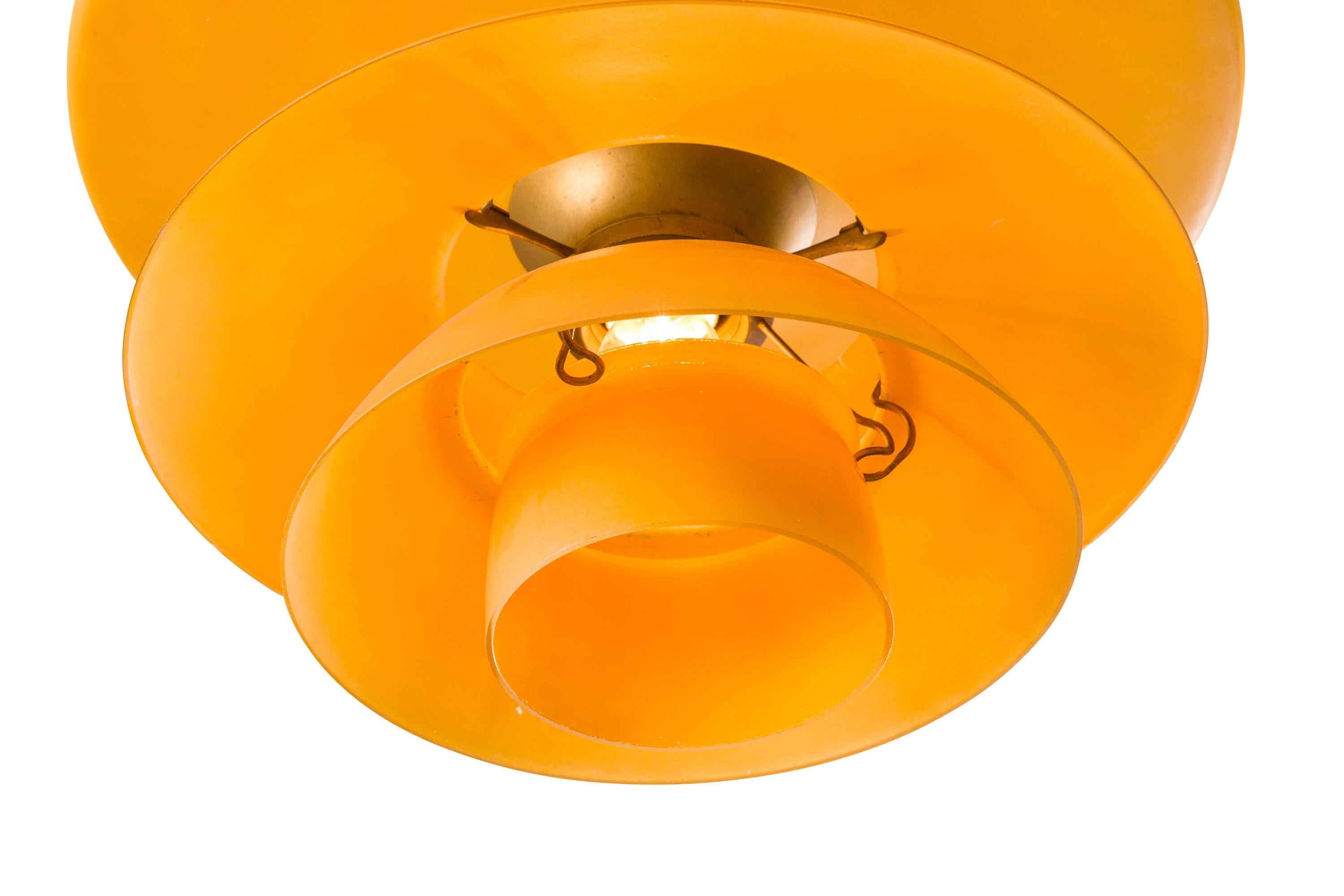 Danish Poul Henningsen 4- Shade Amber Glass PH Pendant for Louis Poulsen, Denmark 1930s