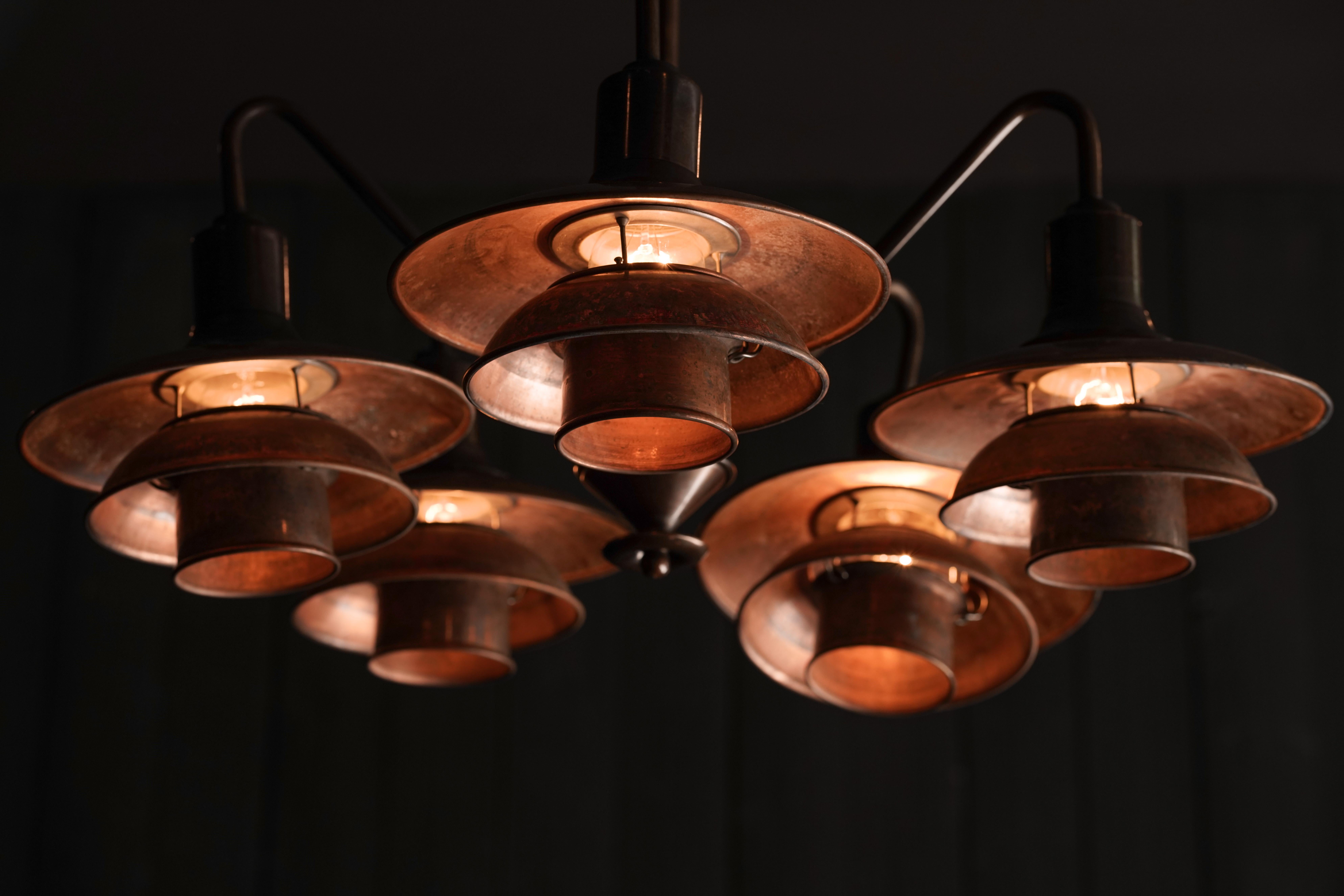 Art déco Poul Henningsen - Pendentif à 5 bras en vente