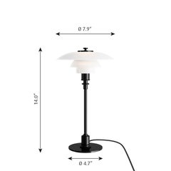 Lámpara de sobremesa PH 2/1 de Poul Henningsen de metal negro y cristal para Louis Poulsen
