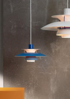 Poul Henningsen Blue PH5 Mini Pendants for Louis Poulsen
