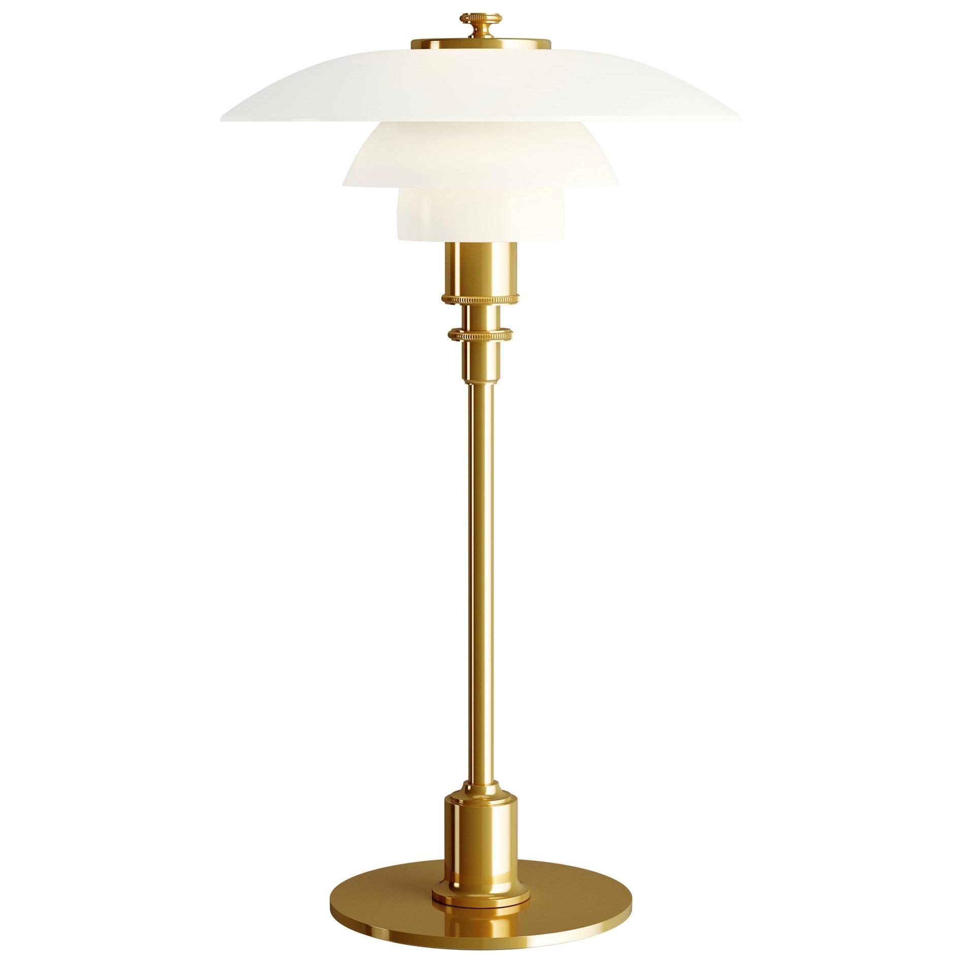 Lampe de bureau PH 2/1 Poul Henningsen en laiton et verre pour Louis Poulsen
