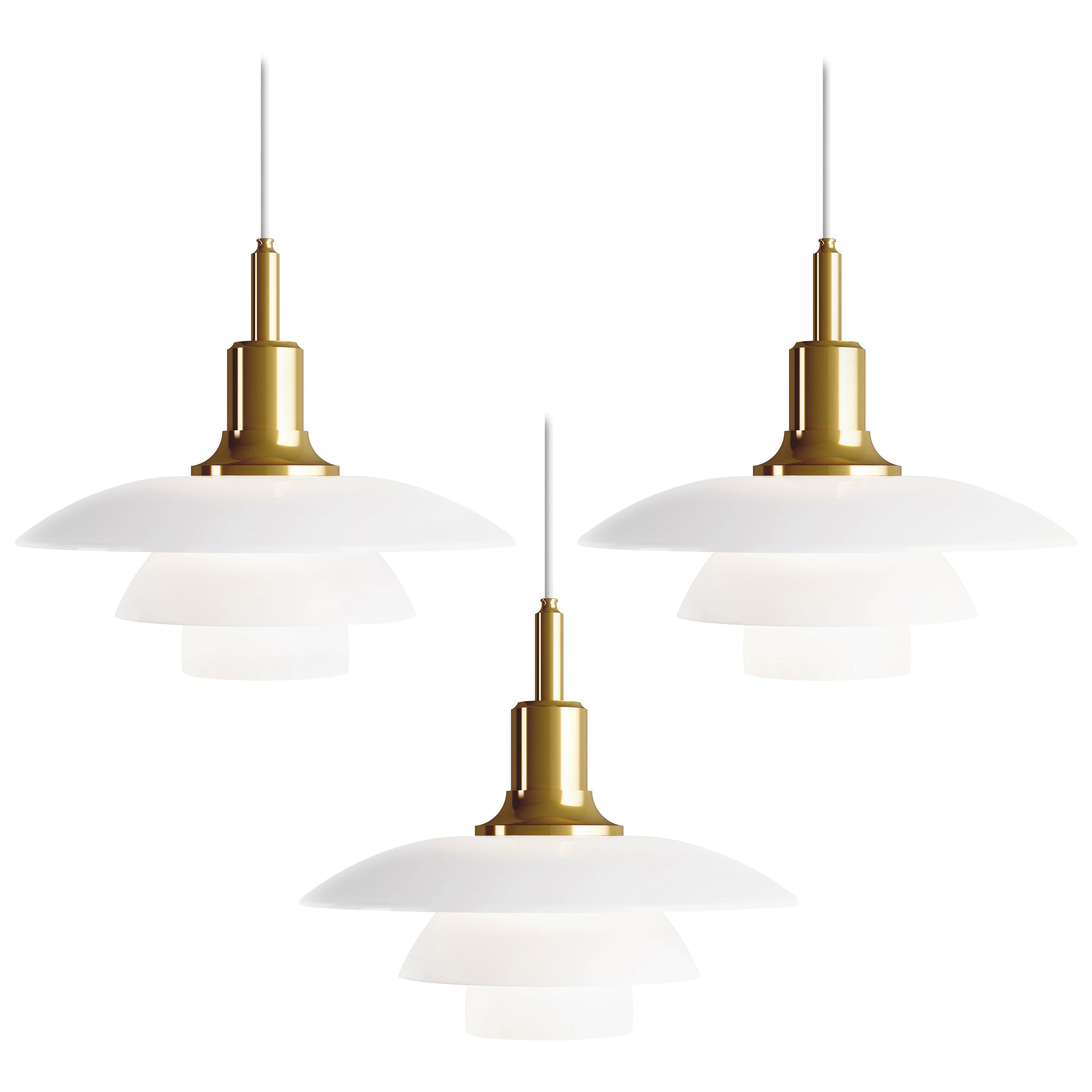 Poul Henningsen Pendelleuchte aus Messing und Glas PH 31⁄2-3 für Louis Poulsen