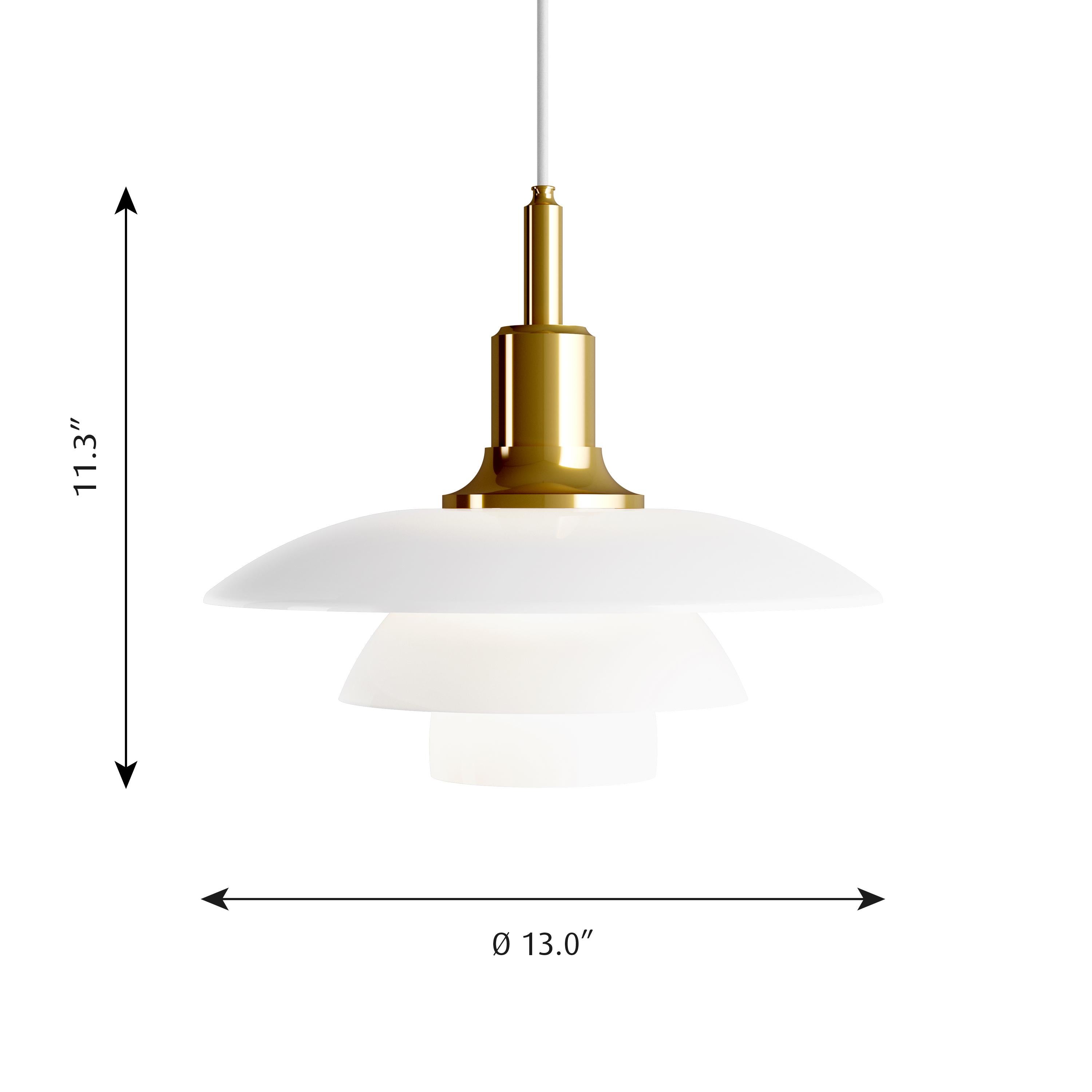 Scandinavian Modern Poul Henningsen Brass and Glass PH 3½-3 Pendant for Louis Poulsen For Sale