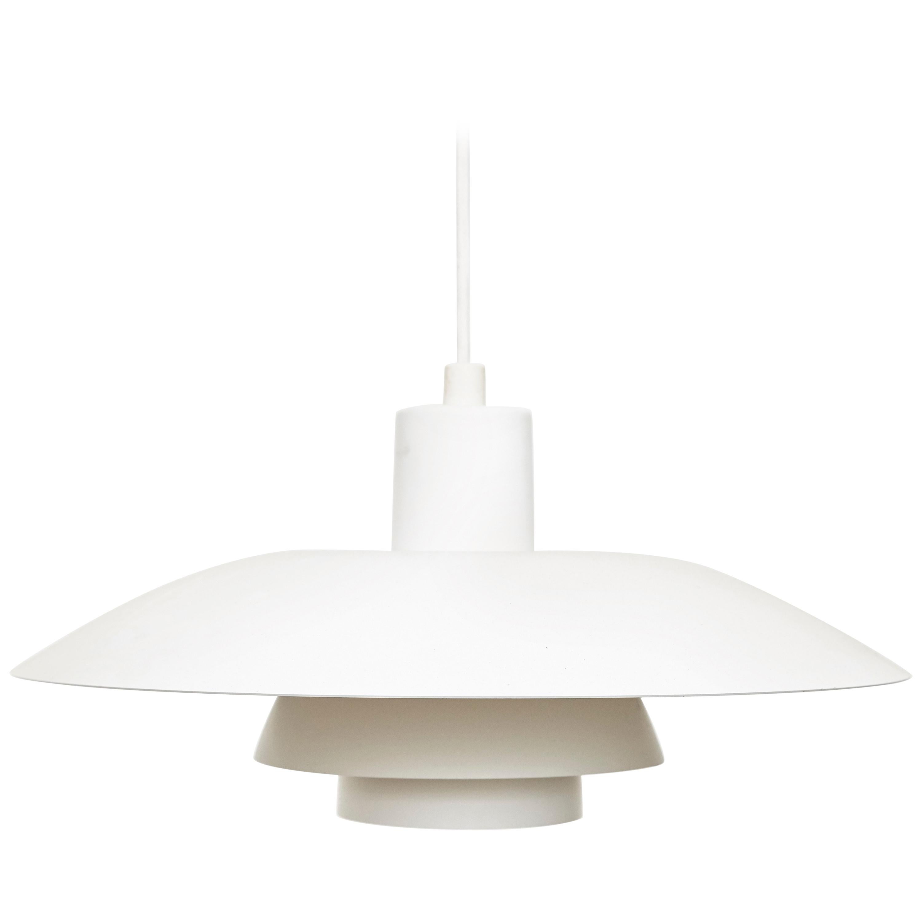 Poul Henningsen, Mid Century Modern, White and Orange Metal Ceiling Lamp 1960