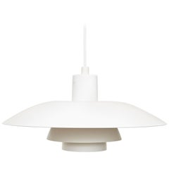 Poul Henningsen, Mid Century Modern, White and Orange Metal Ceiling Lamp 1960