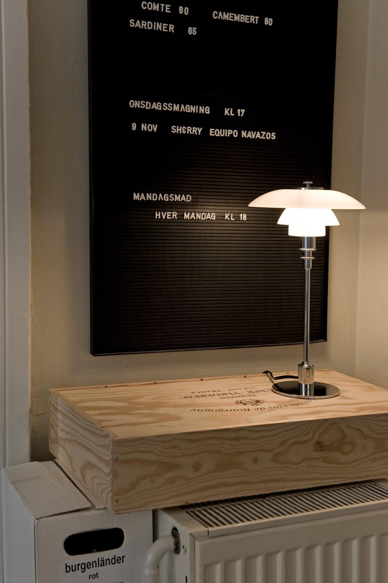 Danish Poul Henningsen Chrome and Glass PH 2/1 Table Lamp for Louis Poulsen For Sale