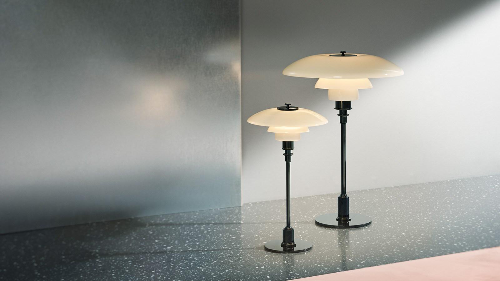 Poul Henningsen Chrome and Opaline Glass PH 3½-2½ Table Lamp for Louis Poulsen For Sale 2