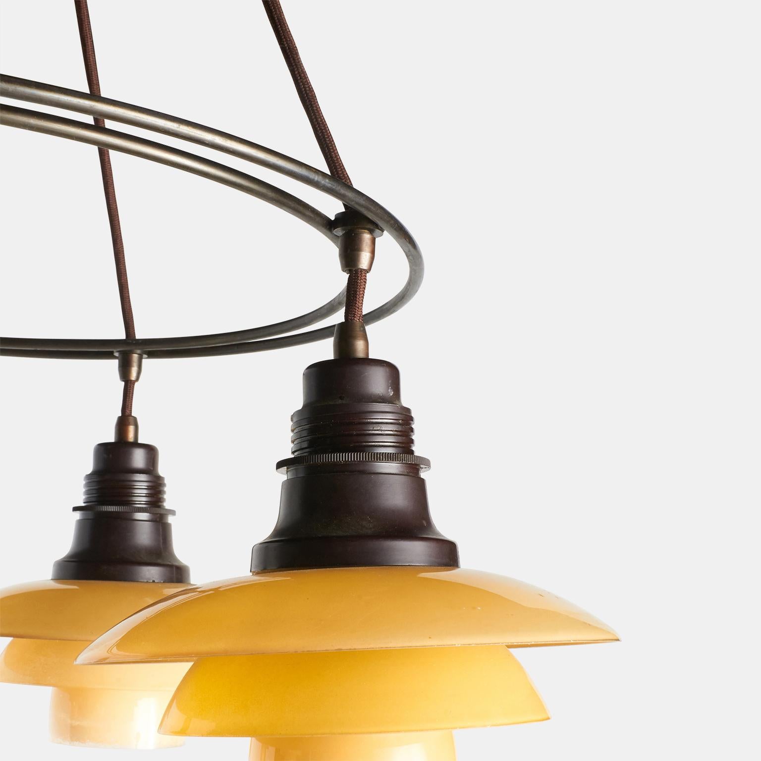 Danish Poul Henningsen Double Ring Chandelier