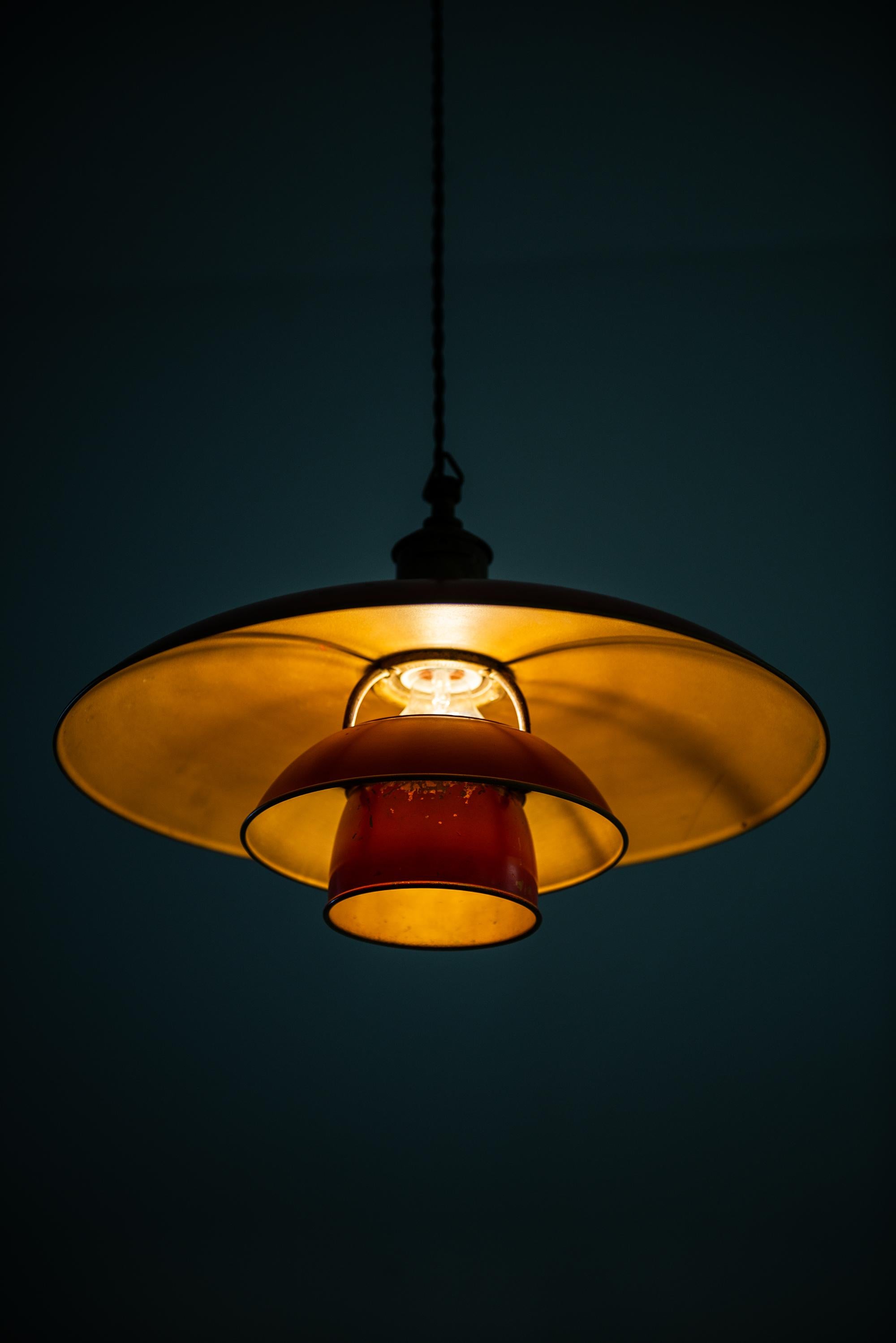 Copper Poul Henningsen Early Ceiling Lamp Model PH-4/3 by Louis Poulsen in Denmark