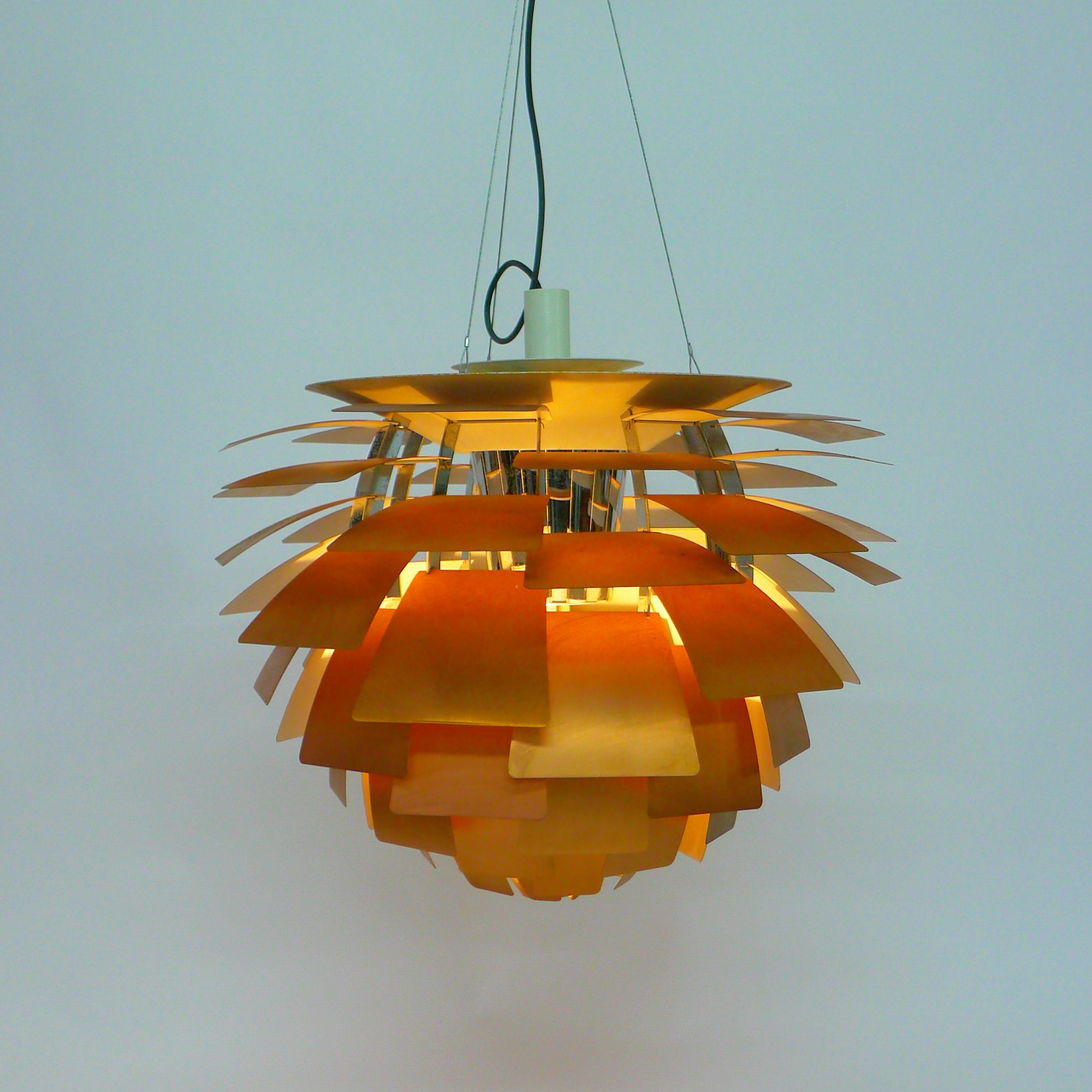 Danish Poul Henningsen Large Copper Artichoke Pendant Light, by Louis Poulsen For Sale