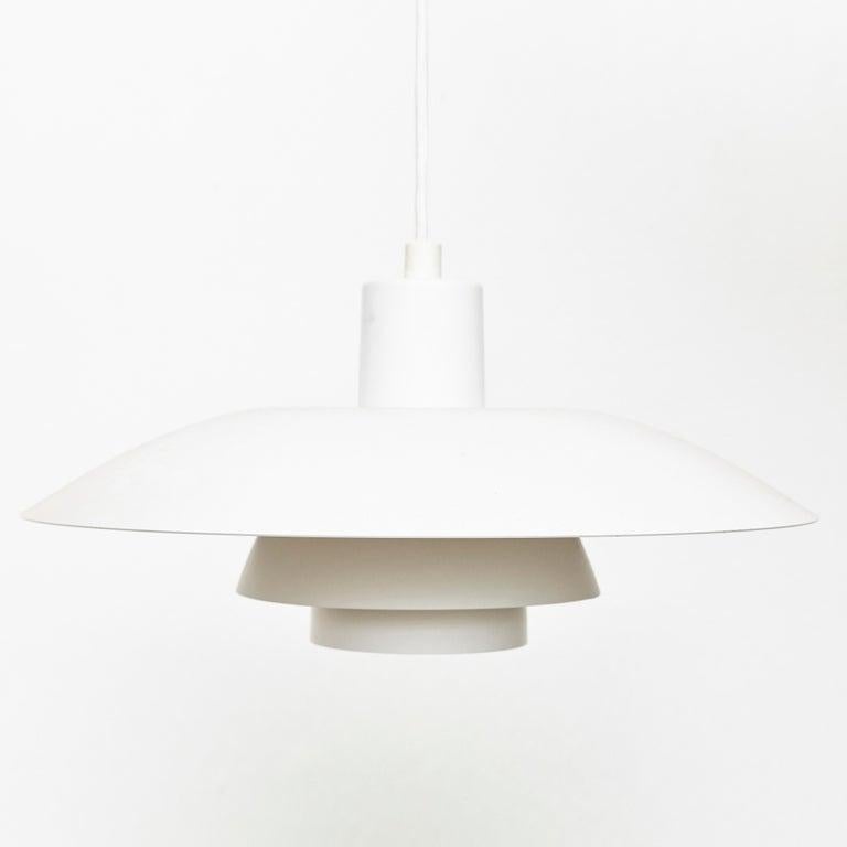 Danish Poul Henningsen, Mid-Century Modern, White and Orange Metal Ceiling Lamp, 1960