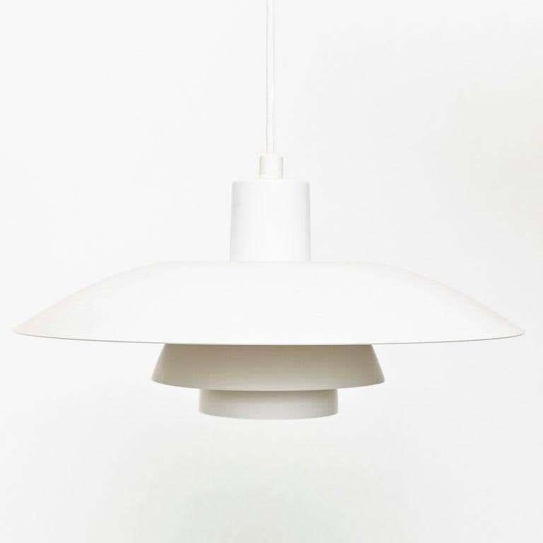 Danish Poul Henningsen, Mid-Century Modern, White and Orange Metal Ceiling Lamp, 1960 For Sale