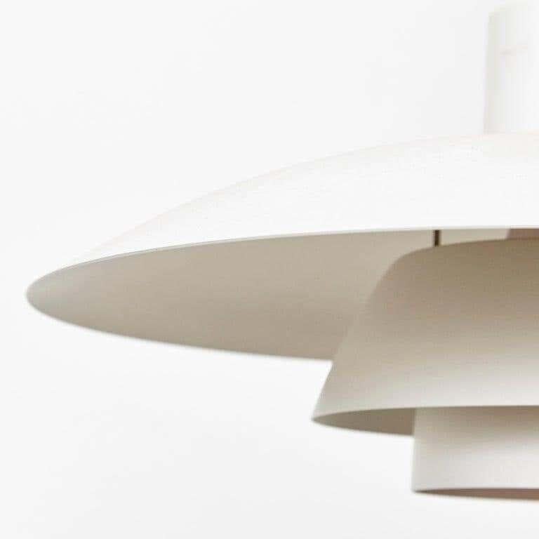 Mid-20th Century Poul Henningsen, Mid-Century Modern, White and Orange Metal Ceiling Lamp, 1960 For Sale