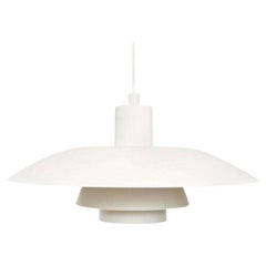 Poul Henningsen, Mid-Century Modern, White and Orange Metal Ceiling Lamp, 1960