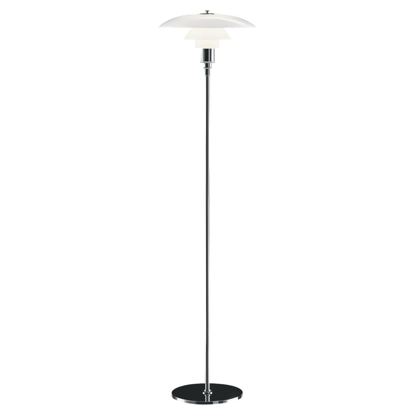 Poul Henningsen PH 3½-2½ Lampadaire en verre opalin et chrome pour Louis Poulsen en vente