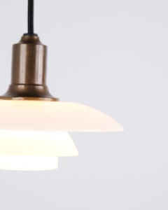 Poul Henningsen Pendant Lamp Model PH 2/1 in Burnished Brass and Opal Glass
