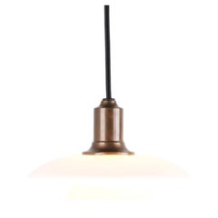 Poul Henningsen Pendant Lamp Model PH 2/1 in Burnished Brass and Opal Glass