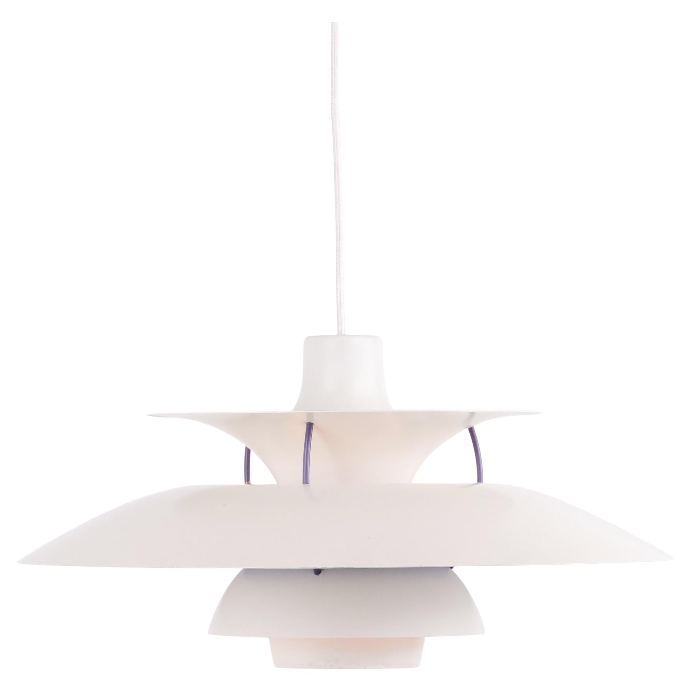 Poul Henningsen Pendant Model PH 5 in White Lacquered Metal, Louis Poulsen