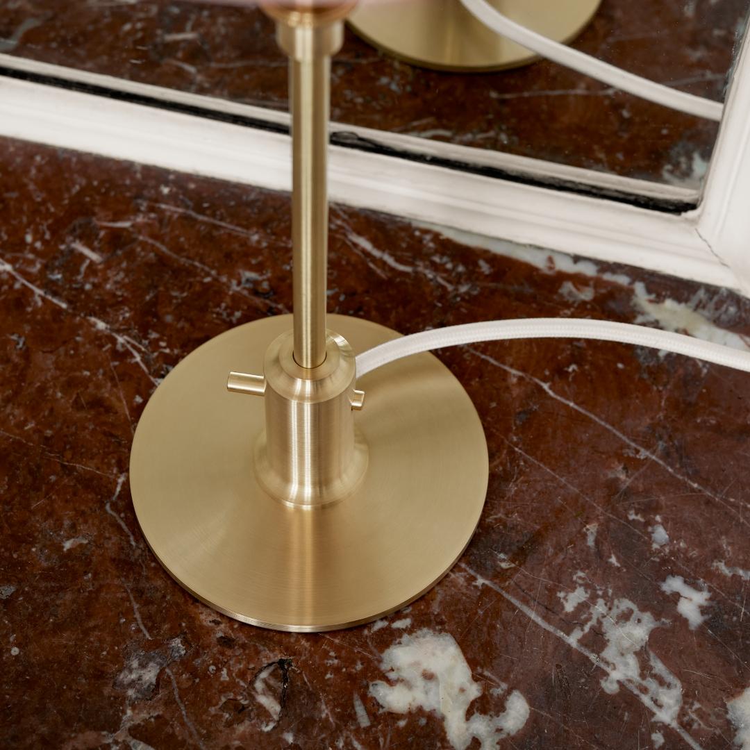 Danish Poul Henningsen 'PH 2/1' Brass & Glass Table Lamp in Pale Rose for Louis Poulsen For Sale
