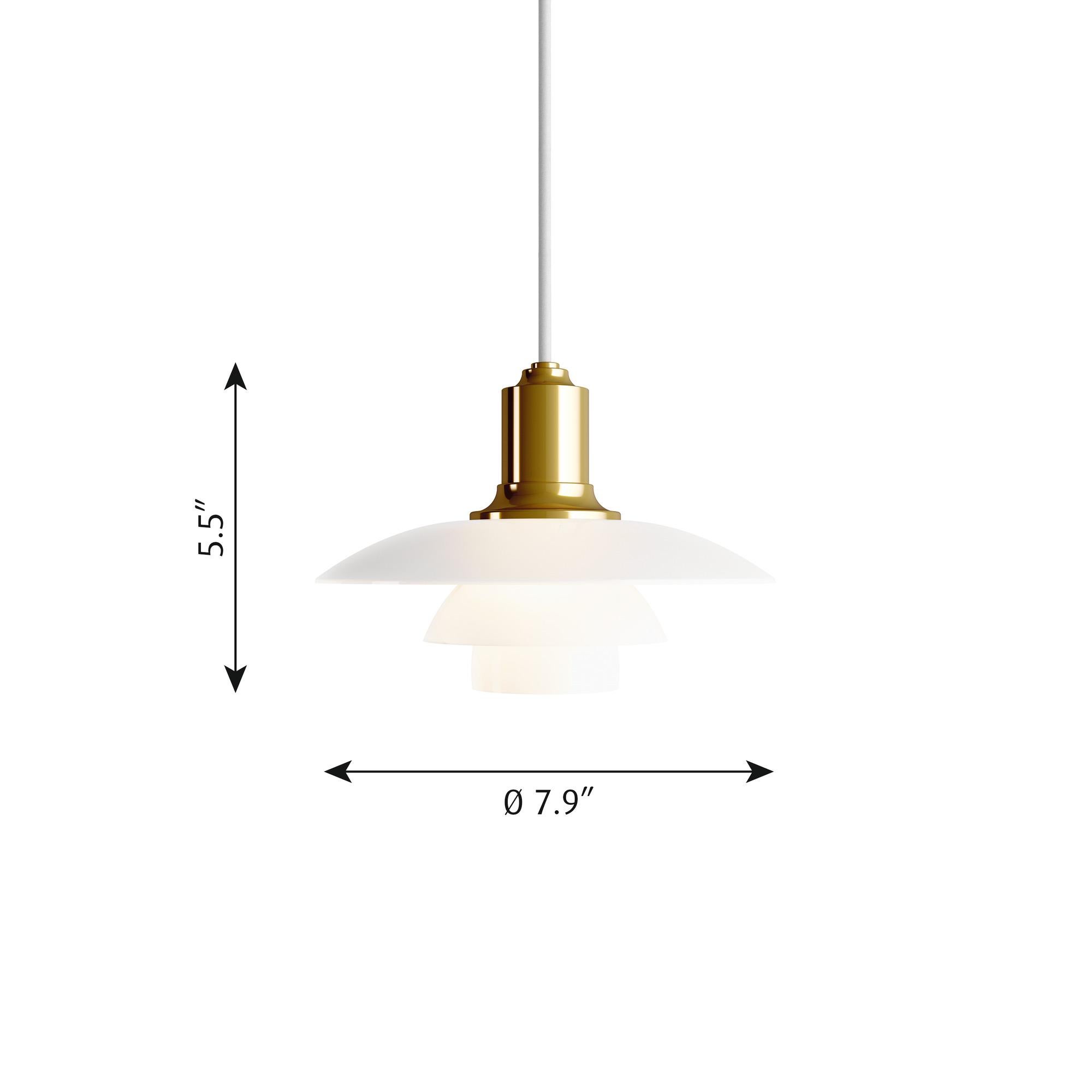 Lampe à suspension en verre PH 2/1 Poul Henningsen pour Louis Poulsen en noir métallisé en vente 1