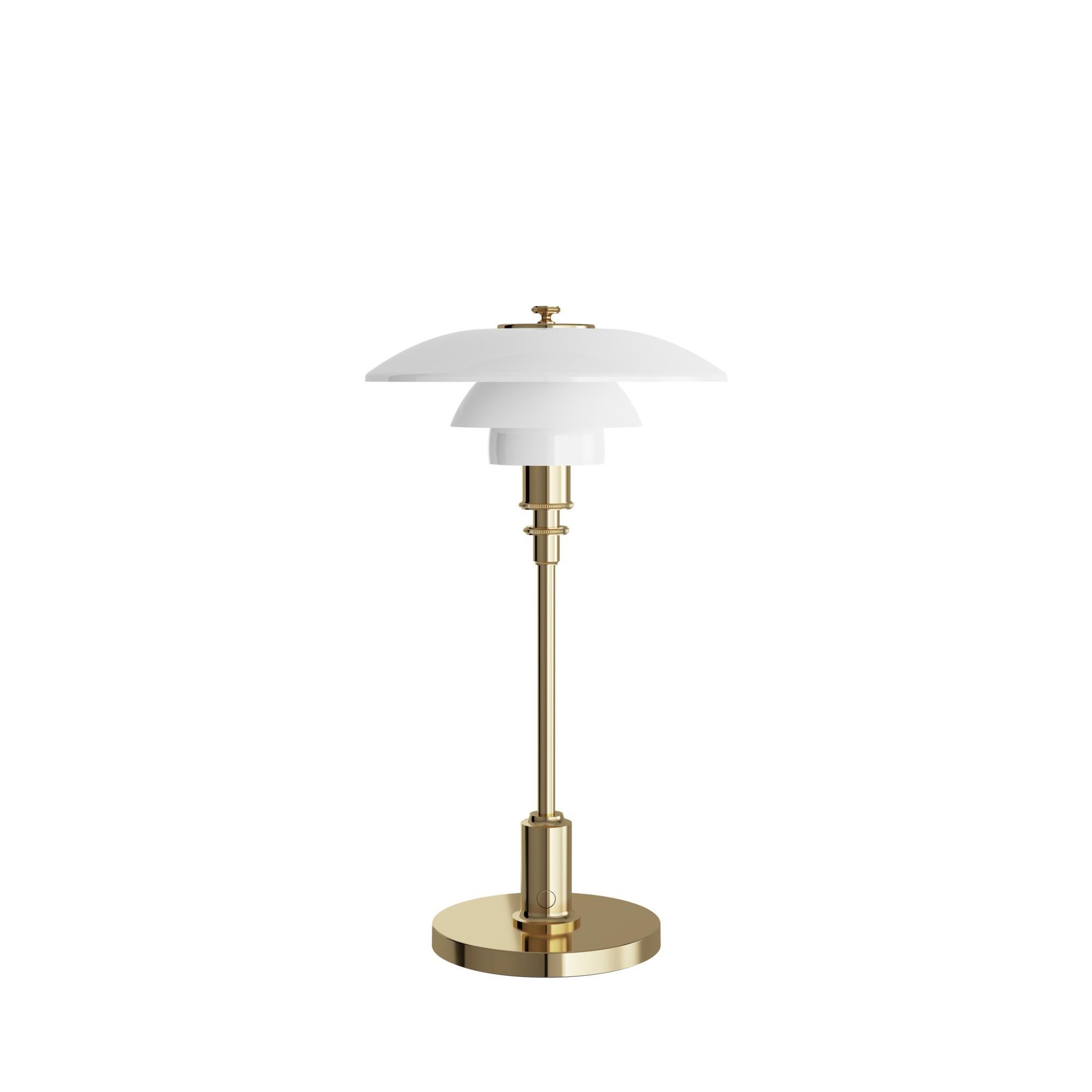 Poul Henningsen PH 2/1 Portable Glass Table Lamp for Louis Poulsen in Brass For Sale 3