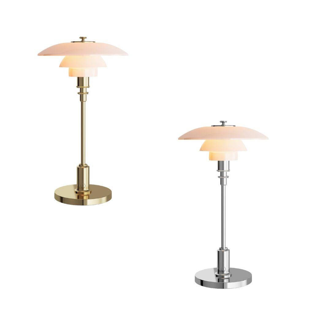 Poul Henningsen PH 2/1 Portable Glass Table Lamp for Louis Poulsen in Brass For Sale 4