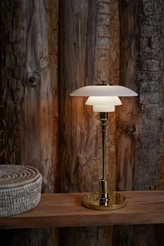 Poul Henningsen 'PH 2/1' Portable Glass & Brass Table Lamp for Louis Poulsen