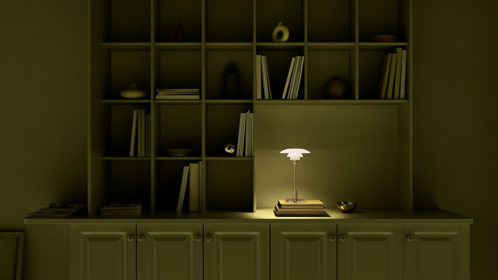 Lampe de bureau en verre portable PH 2/1 de Poul Henningsen pour Louis Poulsen en chrome en vente 11