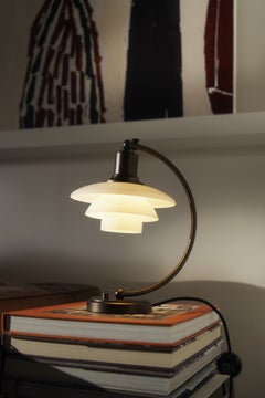 Poul Henningsen 'PH 2/2 Luna' Aged Brass and Glass Table Lamp for Louis Poulsen