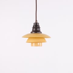 Poul Henningsen PH 2/2 Pendant with Yellow Painted Shades by Louis Poulsen 1930s