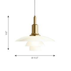 Poul Henningsen PH 3/2 Glass Pendant for Louis Poulsen in Brass